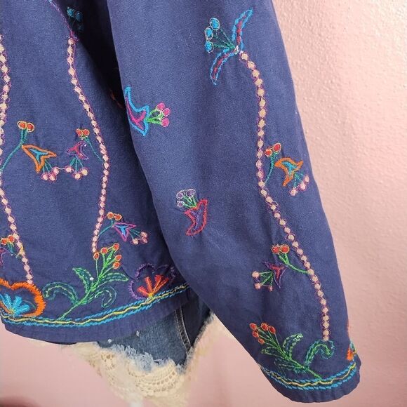 Vintage Embroidered Lightweight Linen Jacket Medium - Picture 4 of 7